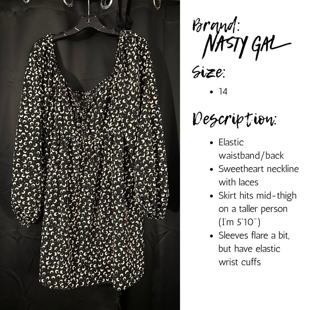 Black moon print baby doll dress